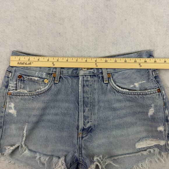 AGOLDE Parker Vintage Cut Off Short Distressed Button Fly Swapmeet Size 28 Blue - Picture 5 of 10